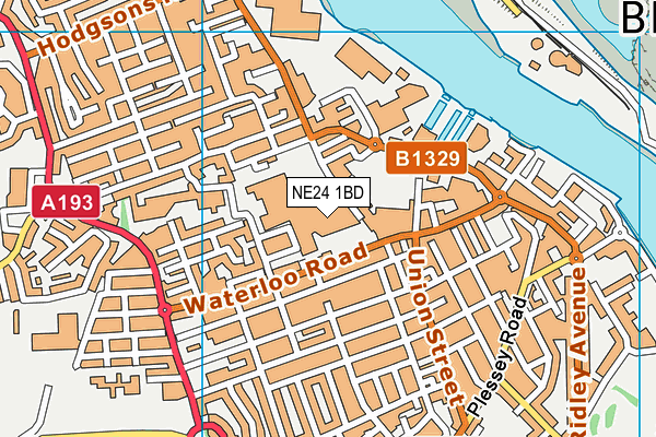 NE24 1BD map - OS VectorMap District (Ordnance Survey)