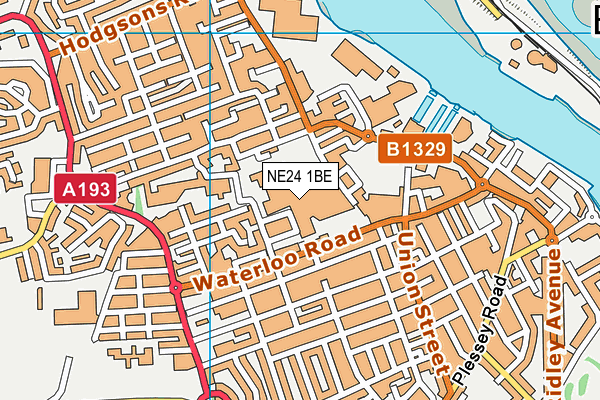 NE24 1BE map - OS VectorMap District (Ordnance Survey)