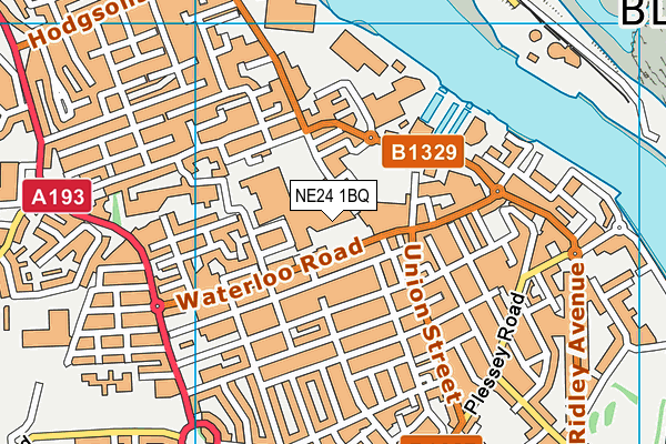 NE24 1BQ map - OS VectorMap District (Ordnance Survey)