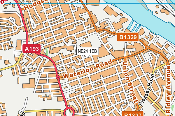 NE24 1EB map - OS VectorMap District (Ordnance Survey)