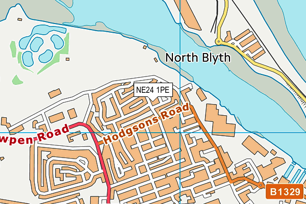 NE24 1PE map - OS VectorMap District (Ordnance Survey)