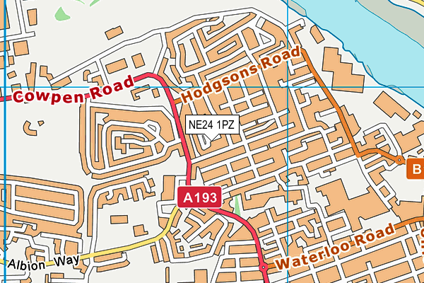 NE24 1PZ map - OS VectorMap District (Ordnance Survey)