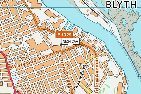 NE24 2AA map - OS VectorMap District (Ordnance Survey)