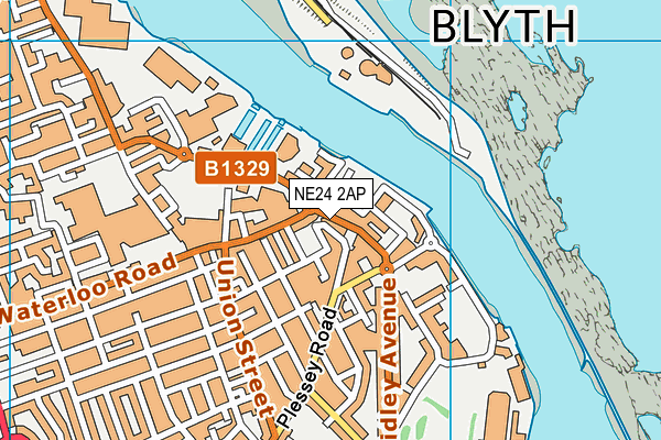 NE24 2AP map - OS VectorMap District (Ordnance Survey)
