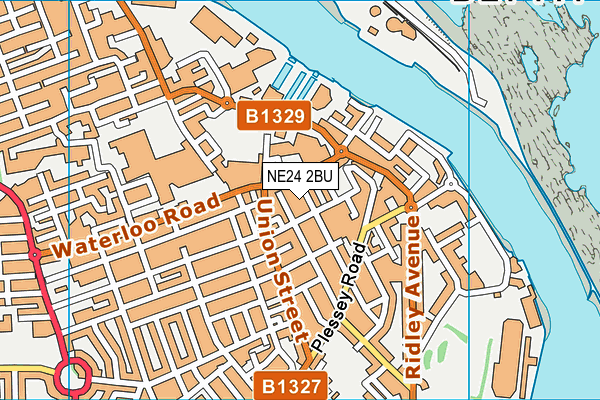 NE24 2BU map - OS VectorMap District (Ordnance Survey)