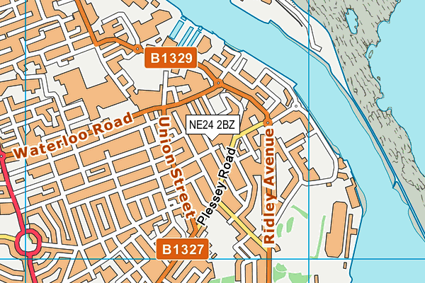 NE24 2BZ map - OS VectorMap District (Ordnance Survey)