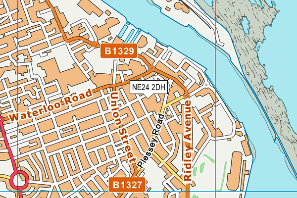 NE24 2DH map - OS VectorMap District (Ordnance Survey)