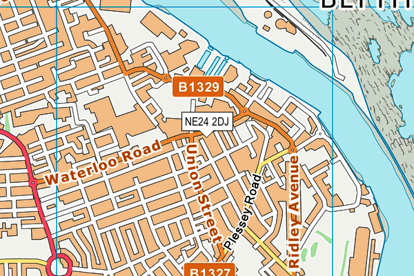 NE24 2DJ map - OS VectorMap District (Ordnance Survey)