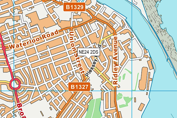 NE24 2DS map - OS VectorMap District (Ordnance Survey)