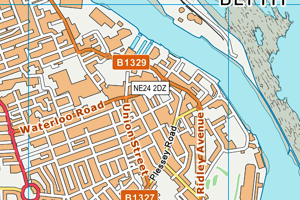 NE24 2DZ map - OS VectorMap District (Ordnance Survey)