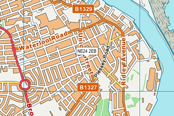 NE24 2EB map - OS VectorMap District (Ordnance Survey)