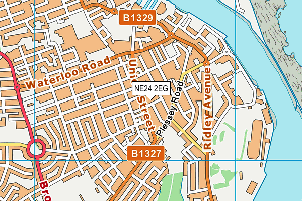 NE24 2EG map - OS VectorMap District (Ordnance Survey)