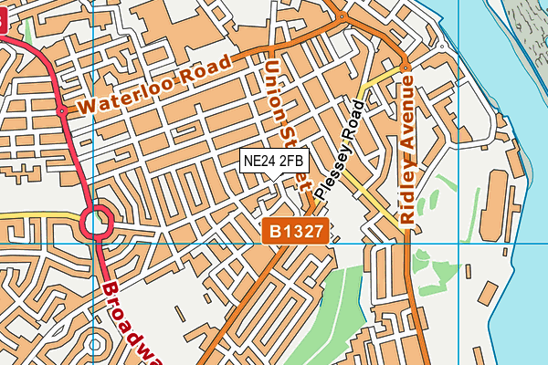 NE24 2FB map - OS VectorMap District (Ordnance Survey)