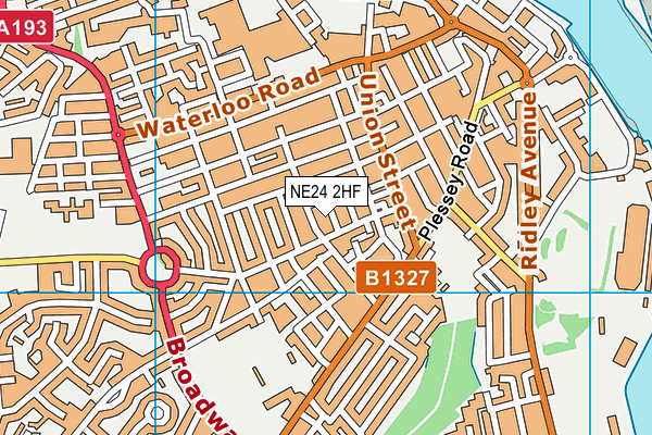 NE24 2HF map - OS VectorMap District (Ordnance Survey)