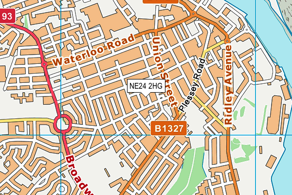 NE24 2HG map - OS VectorMap District (Ordnance Survey)
