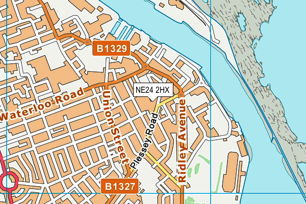 NE24 2HX map - OS VectorMap District (Ordnance Survey)