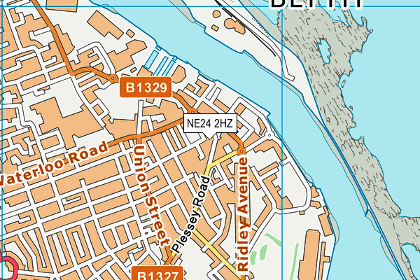 NE24 2HZ map - OS VectorMap District (Ordnance Survey)
