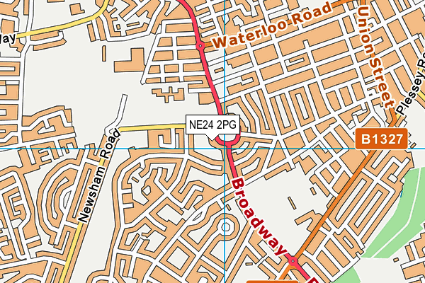 NE24 2PG map - OS VectorMap District (Ordnance Survey)