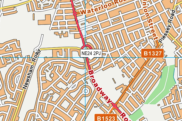 NE24 2PJ map - OS VectorMap District (Ordnance Survey)