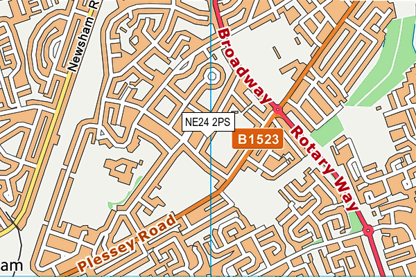 NE24 2PS map - OS VectorMap District (Ordnance Survey)