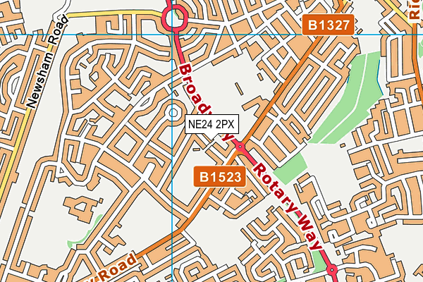 Eleventh Avenue Track map (NE24 2PX) - OS VectorMap District (Ordnance Survey)
