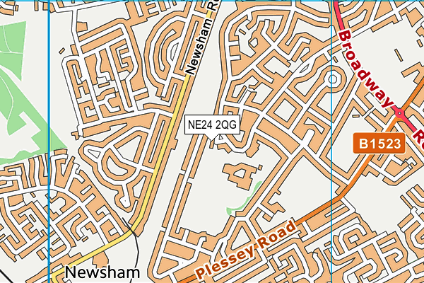 NE24 2QG map - OS VectorMap District (Ordnance Survey)