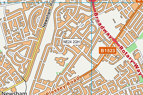 NE24 2QH map - OS VectorMap District (Ordnance Survey)