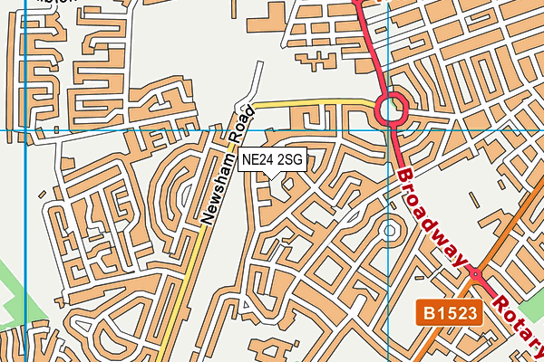 NE24 2SG map - OS VectorMap District (Ordnance Survey)