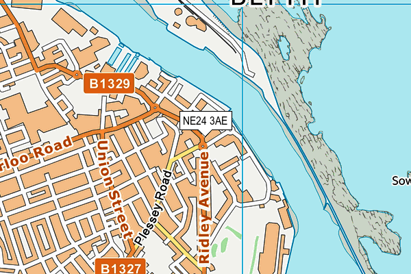 NE24 3AE map - OS VectorMap District (Ordnance Survey)
