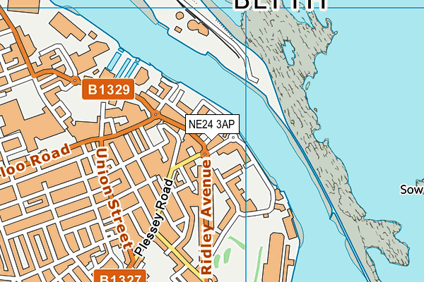 NE24 3AP map - OS VectorMap District (Ordnance Survey)
