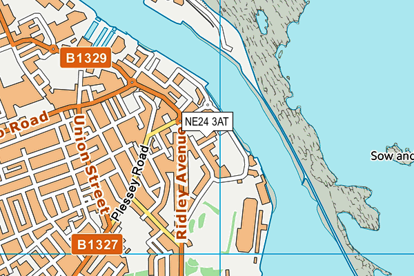 NE24 3AT map - OS VectorMap District (Ordnance Survey)