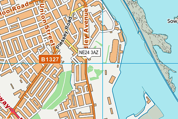 NE24 3AZ map - OS VectorMap District (Ordnance Survey)