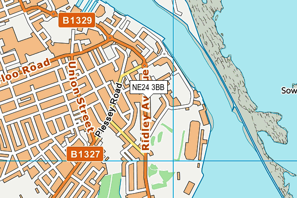 NE24 3BB map - OS VectorMap District (Ordnance Survey)