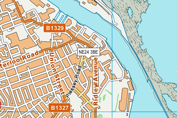 NE24 3BE map - OS VectorMap District (Ordnance Survey)