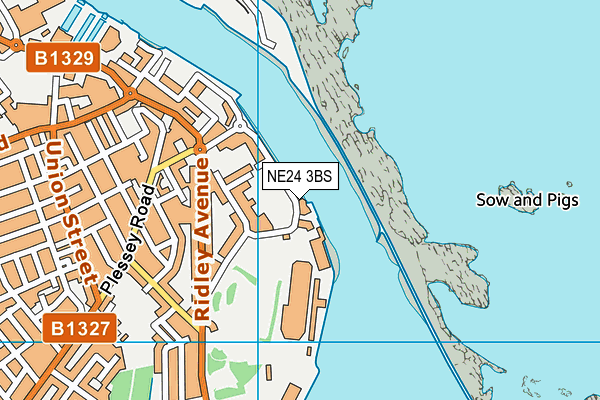 NE24 3BS map - OS VectorMap District (Ordnance Survey)