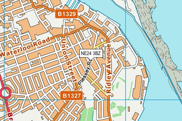 NE24 3BZ map - OS VectorMap District (Ordnance Survey)