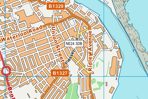 NE24 3DB map - OS VectorMap District (Ordnance Survey)