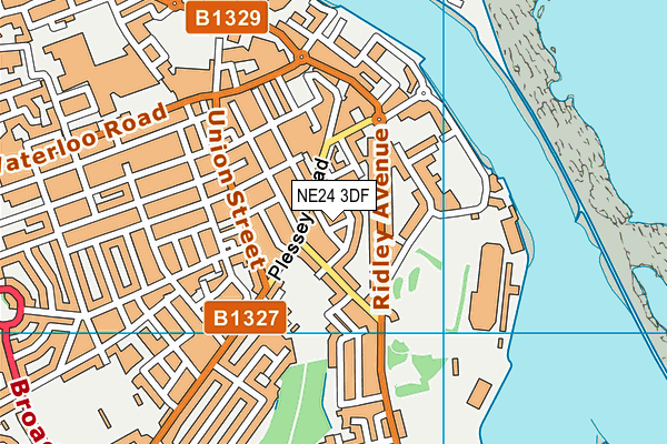NE24 3DF map - OS VectorMap District (Ordnance Survey)