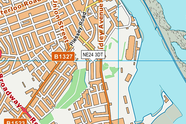 NE24 3DT map - OS VectorMap District (Ordnance Survey)