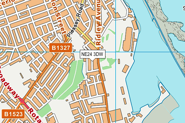 NE24 3DW map - OS VectorMap District (Ordnance Survey)
