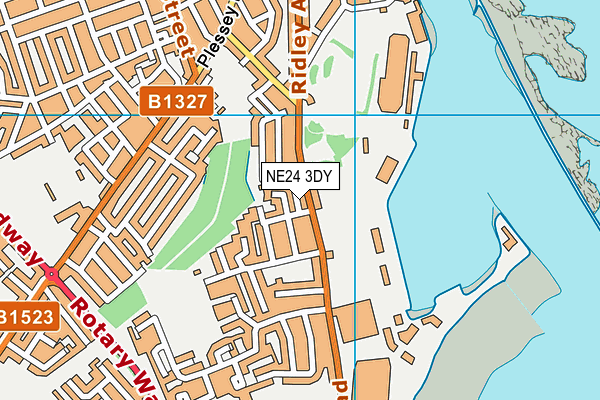 NE24 3DY map - OS VectorMap District (Ordnance Survey)
