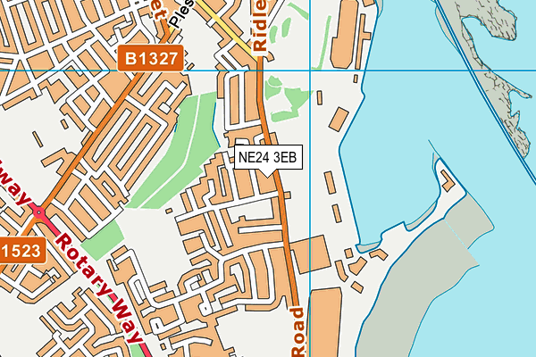 NE24 3EB map - OS VectorMap District (Ordnance Survey)