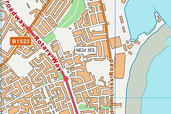NE24 3ES map - OS VectorMap District (Ordnance Survey)
