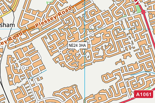 NE24 3HA map - OS VectorMap District (Ordnance Survey)