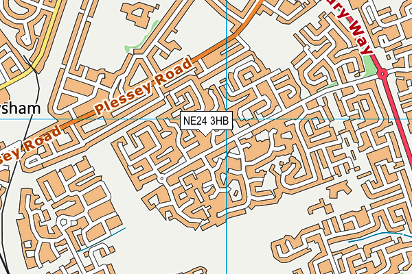 NE24 3HB map - OS VectorMap District (Ordnance Survey)