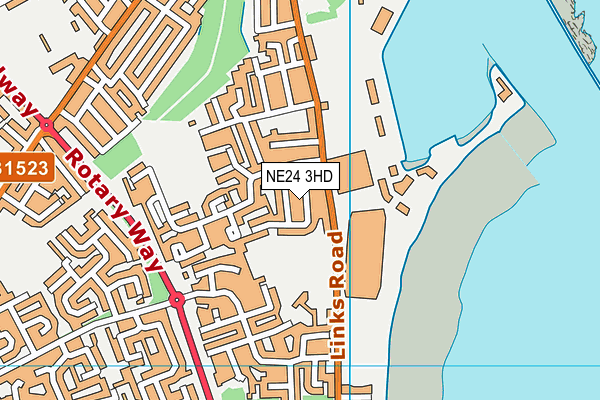 NE24 3HD map - OS VectorMap District (Ordnance Survey)