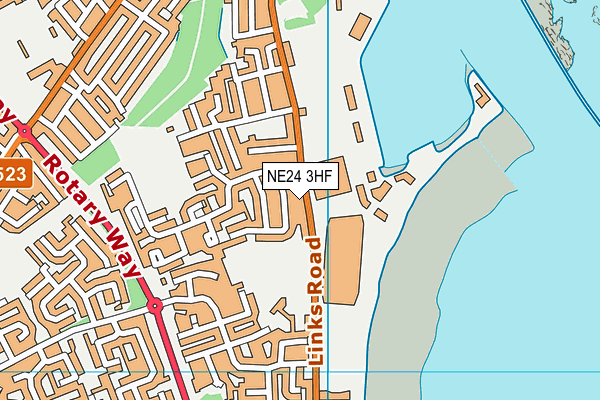 NE24 3HF map - OS VectorMap District (Ordnance Survey)