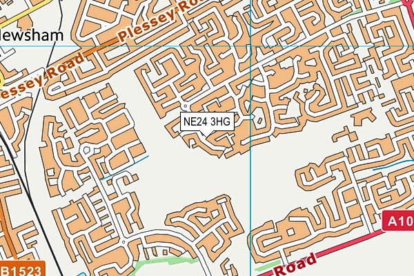 NE24 3HG map - OS VectorMap District (Ordnance Survey)