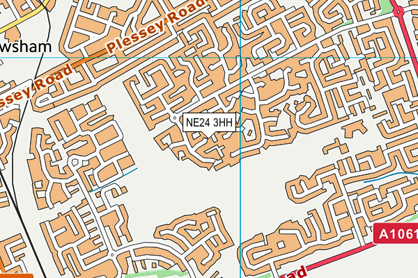 NE24 3HH map - OS VectorMap District (Ordnance Survey)