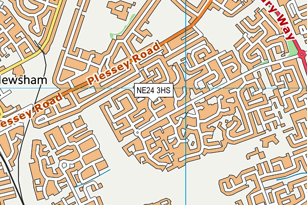 NE24 3HS map - OS VectorMap District (Ordnance Survey)